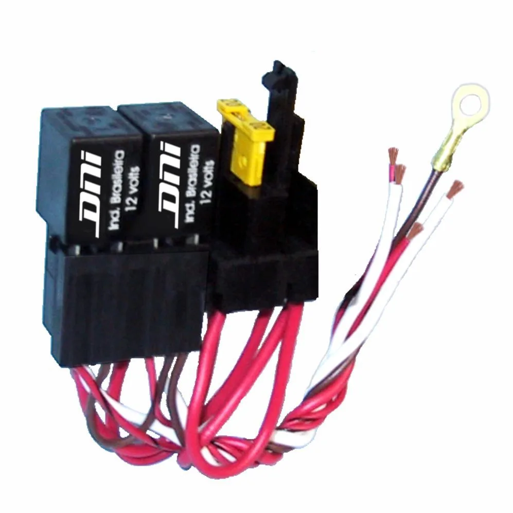 2 Míni Relés com Soquete, Chicote, Fusível, 4 Terminais – 40A – 12V