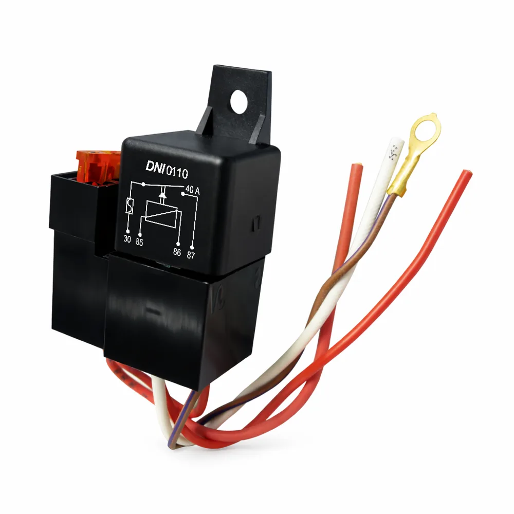 Relé com Soquete, Chicote, Fusível, 4 Terminais – 40A – 12V