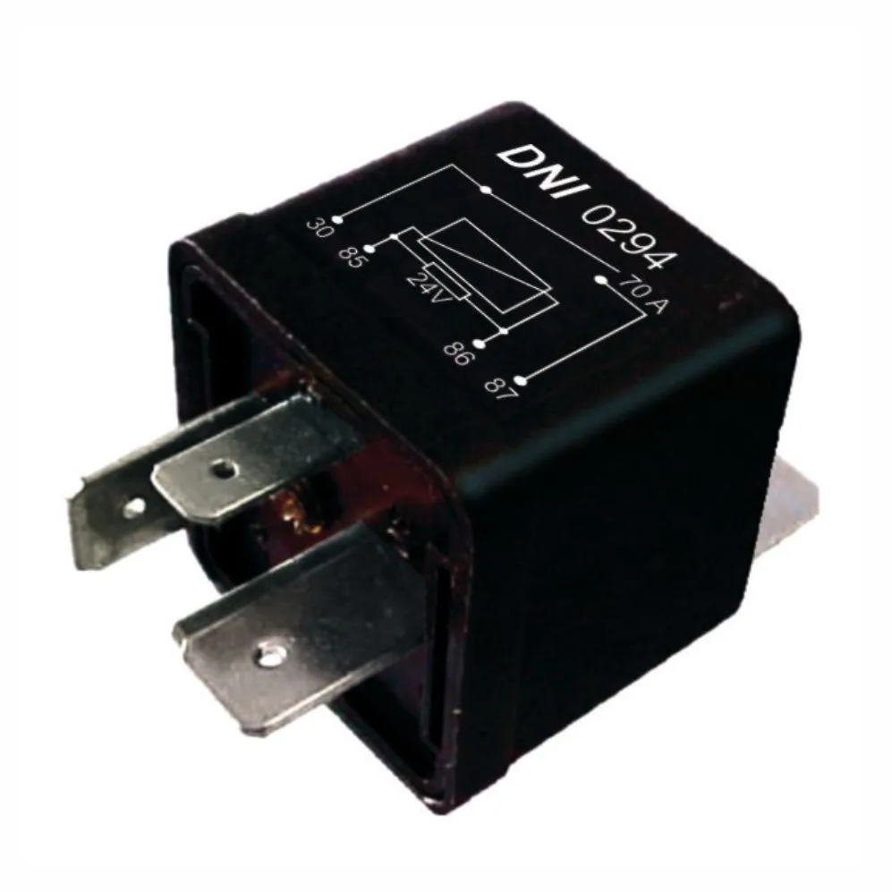 Relé Auxiliar Universal 70A c/ Suporte – 24V