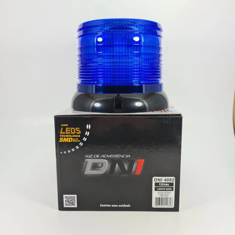 Sinalizador Rotativo e Flash de Advertência c/ LEDs Bivolt 12/24V – Azul