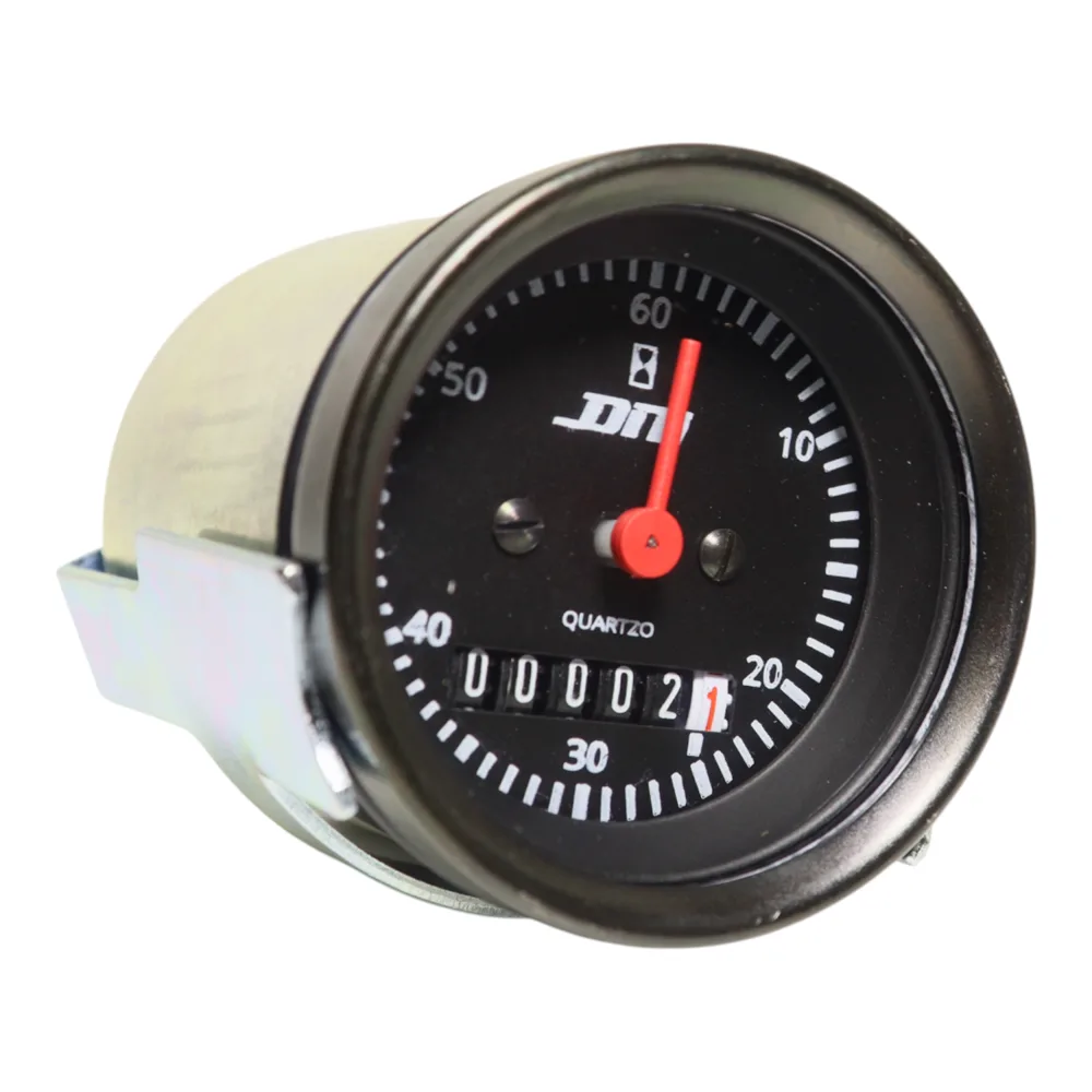 Horímetro Aro Preto e Fundo Preto 52mm Bivolt Universal