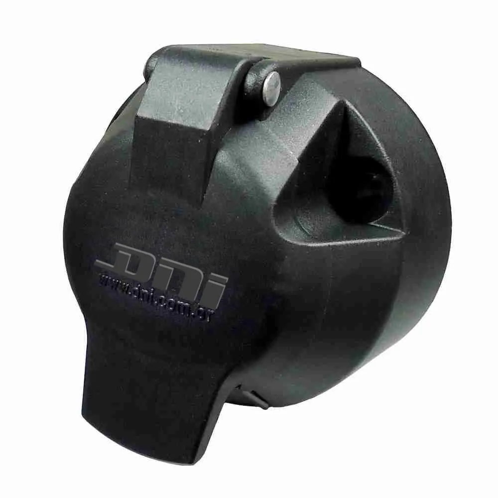 Tomada Elétrica P/ Engate Redonda 7 Polos Fêmea - Nylon Preto - 12/24V