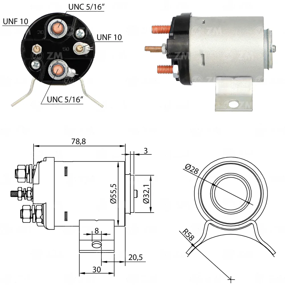 Relé de Partida (4 parafusos) - Ford e GM