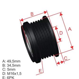 Polia Alternador Roda Livre VW/Audi/Seat/Skoda