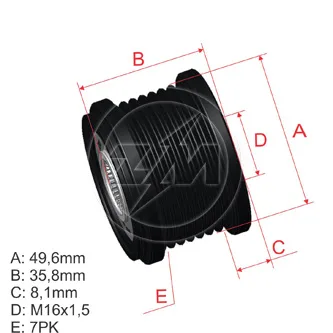 Polia Alternador Roda Livre Clio/Grand Scenic/Megane