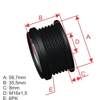 Polia Alternador Roda Livre Citroën/Fiat/Ford/Peugeot