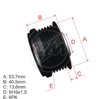 Polia Alternador Roda Livre BMW, Cruze, Astra, Zafira