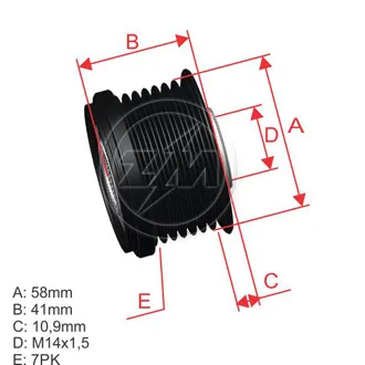 Polia Alternador Roda Livre Hilux 2.4, Rav4 08/12, Lexus LS