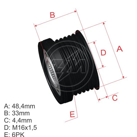 Polia Alternador Roda Livre Ecosport/Novo Fiesta